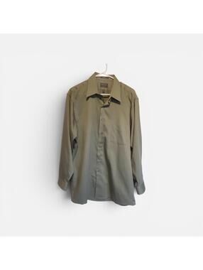 Arrow Classic Fit Sateen Wrinkle Free Long Sleeve Dress Shirt Olive Green Large